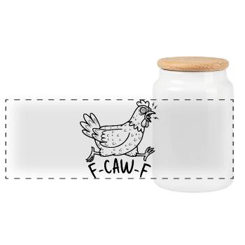 F-CAW-F Chicken - Panoramic Cookie Jar with Wooden Lid - white - Front
