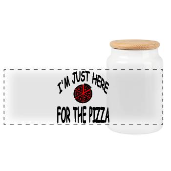 Pizza - Panoramic Cookie Jar with Wooden Lid - white - Front