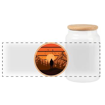 Sunset Mountain Wanderabenteuer - Panorama Keksdose mit Holzdeckel - Weiß - Vorne
