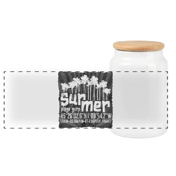Summer Forest Grunge Silhouettes - Panoramic Cookie Jar with Wooden Lid - white - Front