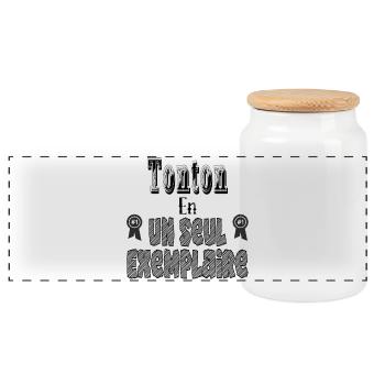 Tonton In One Copy - Panoramic Cookie Jar with Wooden Lid - white - Front