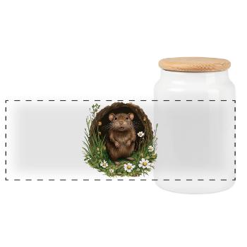 Souris des bois dans le portail des fleurs - Boîte à biscuits avec couvercle en bois - blanc - Devant