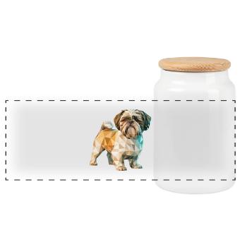 Shih Tzu - Cool Low Poly Logo - Boîte à biscuits avec couvercle en bois - blanc - Devant