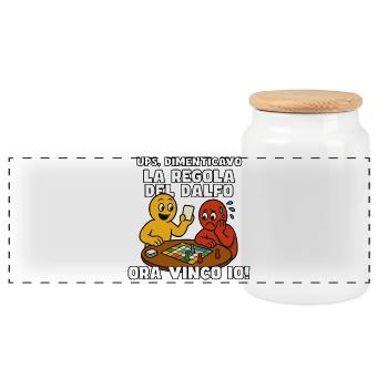 The Rule of the Dalfo - Panoramic Cookie Jar with Wooden Lid - white - Front