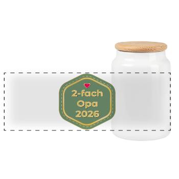Zweifach Opa 2026 - Baby verkünden - Panorama Keksdose mit Holzdeckel - Weiß - Vorne