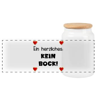 FUNNY SAYINGS KEIN BOCK HERZ - Panoramic Cookie Jar with Wooden Lid - white - Front