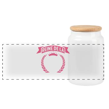 Pétanque Cadeau pour Femme Reine de la pétanque - Boîte à biscuits avec couvercle en bois - blanc - Devant