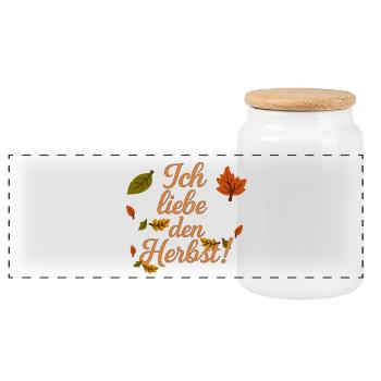 Ich liebe den Herbst - Panorama Keksdose mit Holzdeckel - Weiß - Vorne