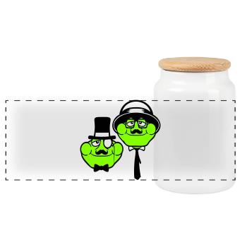 2 Frogs Sir Lunettes Empire Monocle Homme Chapeau Haut de forme - Boîte à biscuits avec couvercle en bois - blanc - Devant