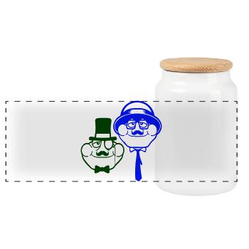 2 Frösche Sir Herren reich Monokel Brille Zylinder - Panorama Keksdose mit Holzdeckel - Weiß - Vorne
