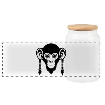 Monkey Head Sound Wave Motion Edition Shirt - Panoramic Cookie Jar with Wooden Lid - white - Front