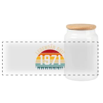 Legendary since 1971 – Born in 1971 - Panoramic Cookie Jar with Wooden Lid - white - Front