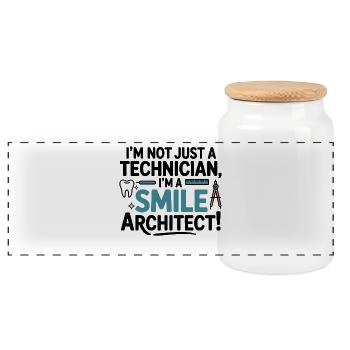 Dental Lab Technician Crown Design  - Panoramic Cookie Jar with Wooden Lid - white - Front