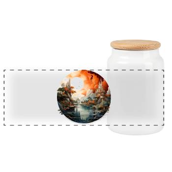 Forteresses de paysage de lune orange - Boîte à biscuits avec couvercle en bois - blanc - Devant