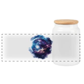 Cosmic Vortex Galaxy - Panoramic Cookie Jar with Wooden Lid - white - Front