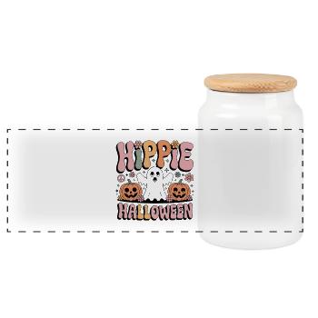 Hippie Halloween - Boîte à biscuits avec couvercle en bois - blanc - Devant