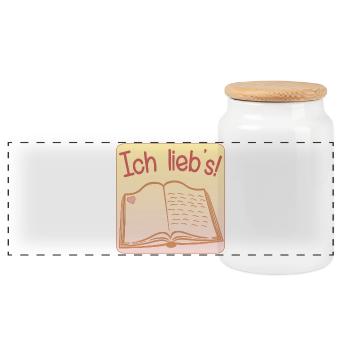 HOBBY BÜCHER LESEN LIEBEN BUCH - Panorama Keksdose mit Holzdeckel - Weiß - Vorne