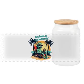 Undead and Unbothered Zombie Beach Saying - Panoramic Cookie Jar with Wooden Lid - white - Front