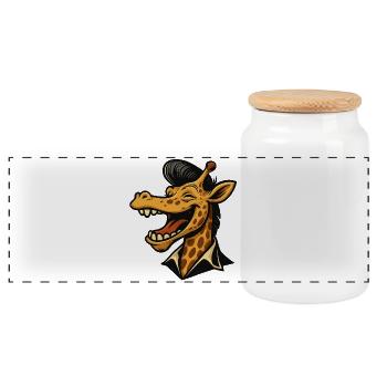 Stretch with Style – Coole Giraffe - Panorama Keksdose mit Holzdeckel - Weiß - Vorne