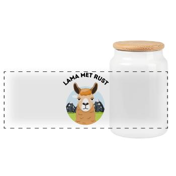 Dessin animé drôle de lama – Lama seul - Boîte à biscuits avec couvercle en bois - blanc - Devant