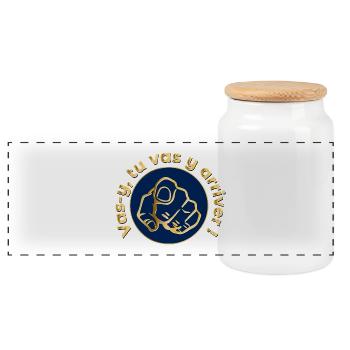 Go Motivation - Panoramic Cookie Jar with Wooden Lid - white - Front
