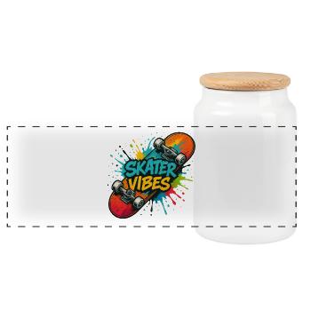 Skater Vibes - Panoramic Cookie Jar with Wooden Lid - white - Front
