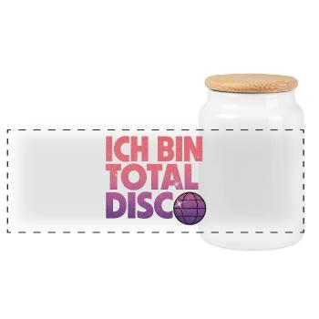 I'm totally disco - Panoramic Cookie Jar with Wooden Lid - white - Front
