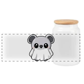 Koala Halloween Geist - Panorama Keksdose mit Holzdeckel - Weiß - Vorne