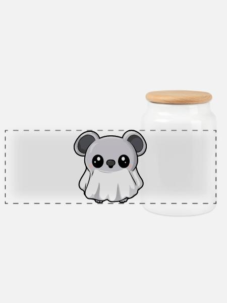 Koala Halloween Geist - Panorama Keksdose mit Holzdeckel - Weiß