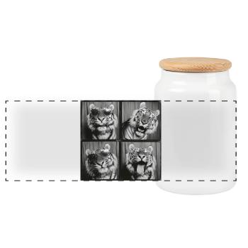 Lustig Tiger Sonnenbrille Fotobox - Panorama Keksdose mit Holzdeckel - Weiß - Vorne
