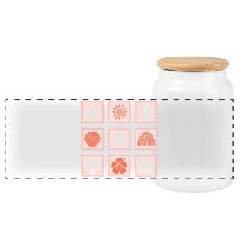 Natur Briefmarken Collage - Panorama Keksdose mit Holzdeckel - Weiß - Vorne