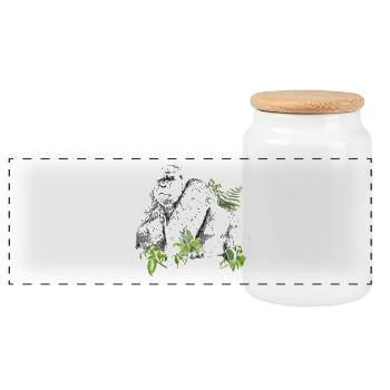 Gorille - Boîte à biscuits avec couvercle en bois - blanc - Devant