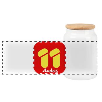 Logo Audois 11 - Boîte à biscuits avec couvercle en bois - blanc - Devant