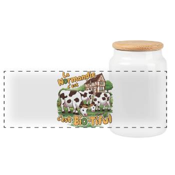 Normandie ist ein bio-tiful humorvolles Geschenk - Panorama Keksdose mit Holzdeckel - Weiß - Vorne