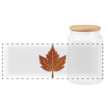 Autumn Maple Leaf - Panoramic Cookie Jar with Wooden Lid - white - Front