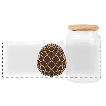 Pine Cone - Panoramic Cookie Jar with Wooden Lid - white - Front