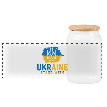 Porte-emblème du drapeau de l’Ukraine avec - Boîte à biscuits avec couvercle en bois - blanc - Devant