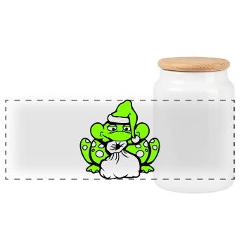 Frosch Weihnachtsmann Weihnachten Mütze Geschenk - Panorama Keksdose mit Holzdeckel - Weiß - Vorne