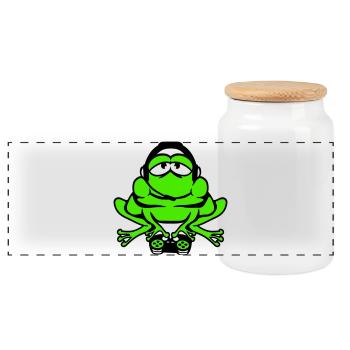 Frosch Gamer Nerd zocken Controller Konsole Spiel - Panorama Keksdose mit Holzdeckel - Weiß - Vorne