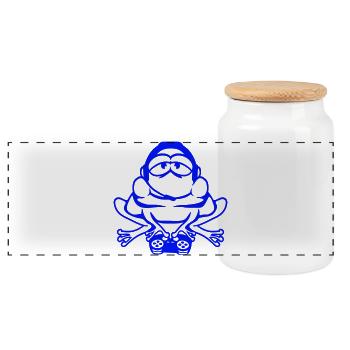 Frog Gamer Nerd Gaming Controller Console Game - Panoramic Cookie Jar with Wooden Lid - white - Front