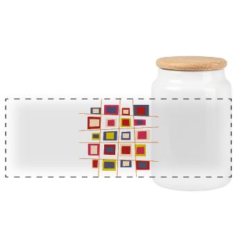 Patchwork-Design von Cean - Panorama Keksdose mit Holzdeckel - Weiß - Vorne