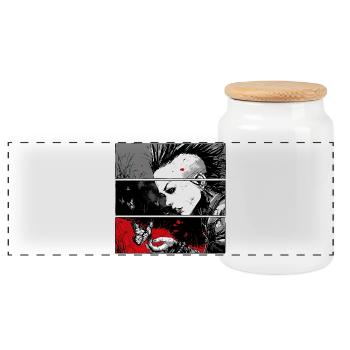 Punk rock fille regardant papillon - Boîte à biscuits avec couvercle en bois - blanc - Devant