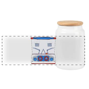 Waterful Basketball Game Nostalgic - Panoramic Cookie Jar with Wooden Lid - white - Front
