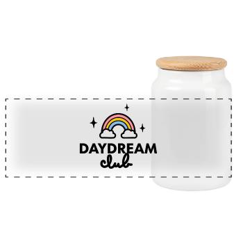 Logo des Day Dream Clubs - Panorama Keksdose mit Holzdeckel - Weiß - Vorne