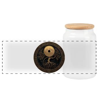 Tree of Life - Medal - Panoramic Cookie Jar with Wooden Lid - white - Front