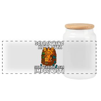 Je survis grâce à l’inattendu - Boîte à biscuits avec couvercle en bois - blanc - Devant