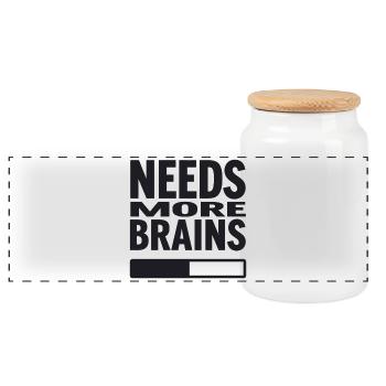 Needs More Brains - Citation amusante d’Halloween - Boîte à biscuits avec couvercle en bois - blanc - Devant