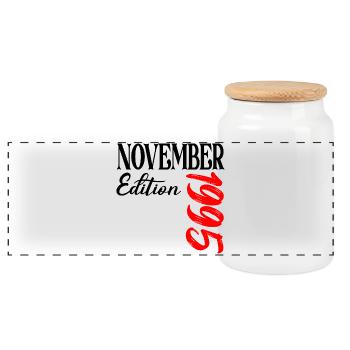 31st birthday 1995 November - Panoramic Cookie Jar with Wooden Lid - white - Front