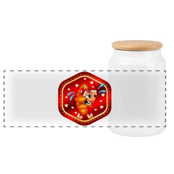 CHRISTMAS FRANZBRÖTCHEN - Panoramic Cookie Jar with Wooden Lid - white - Front