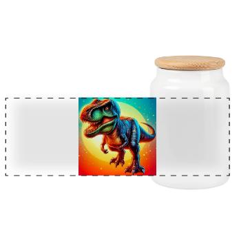 Dinosaurier - Panorama Keksdose mit Holzdeckel - Weiß - Vorne